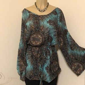 Turquoise cold shoulder tunic